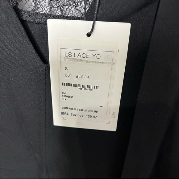 NWT Theory Size Small Silk Black Lace Panel Long Sleeve Blouse $355 - Picture 5 of 5